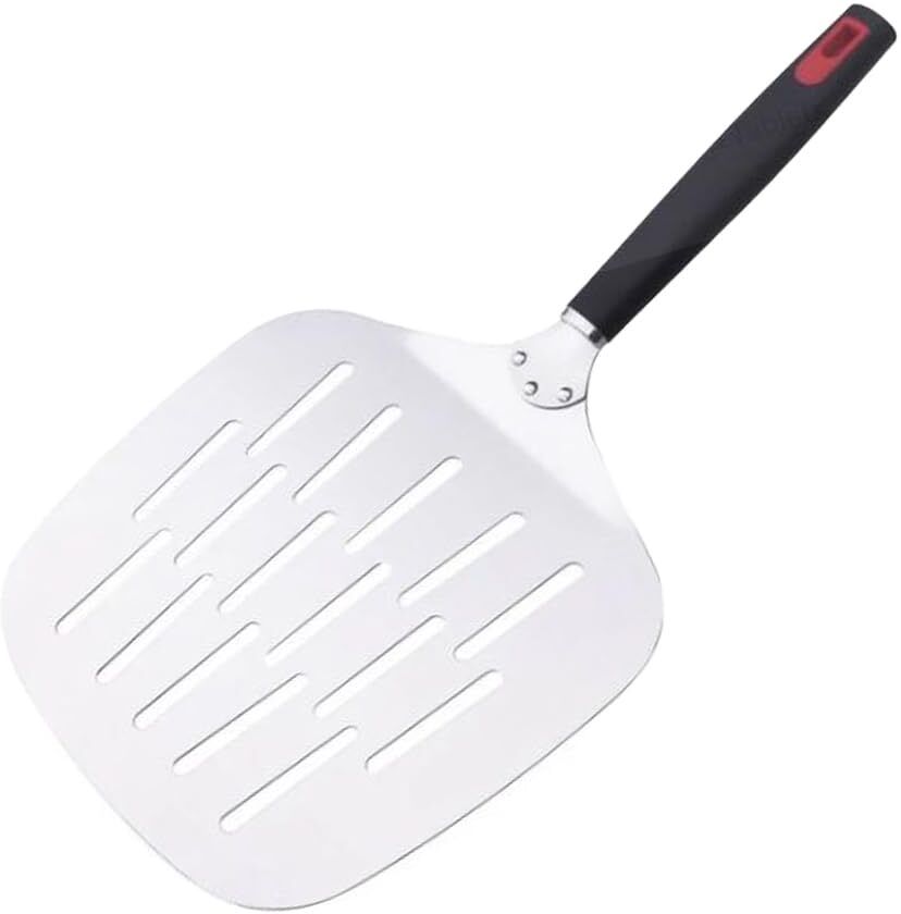 Pizza Spatula, Stainless Steel, 15 inch Length, Black Handle with Orange Accent Lifting Spatula-image-43