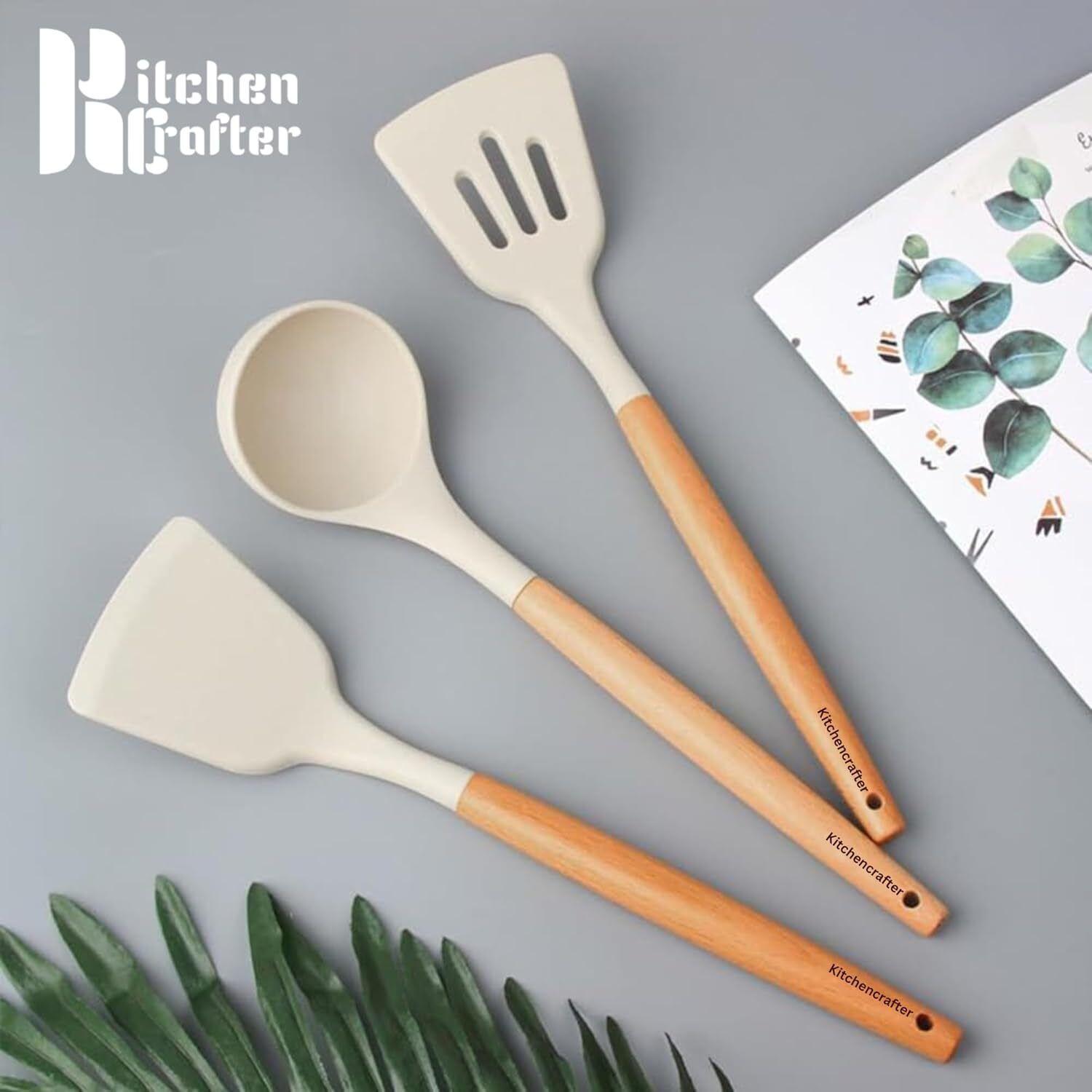 3 -Pcs Silicone Spatula Cooking Set with Wooden Handles for Non-Stick Cookware Non-Stick Spatula