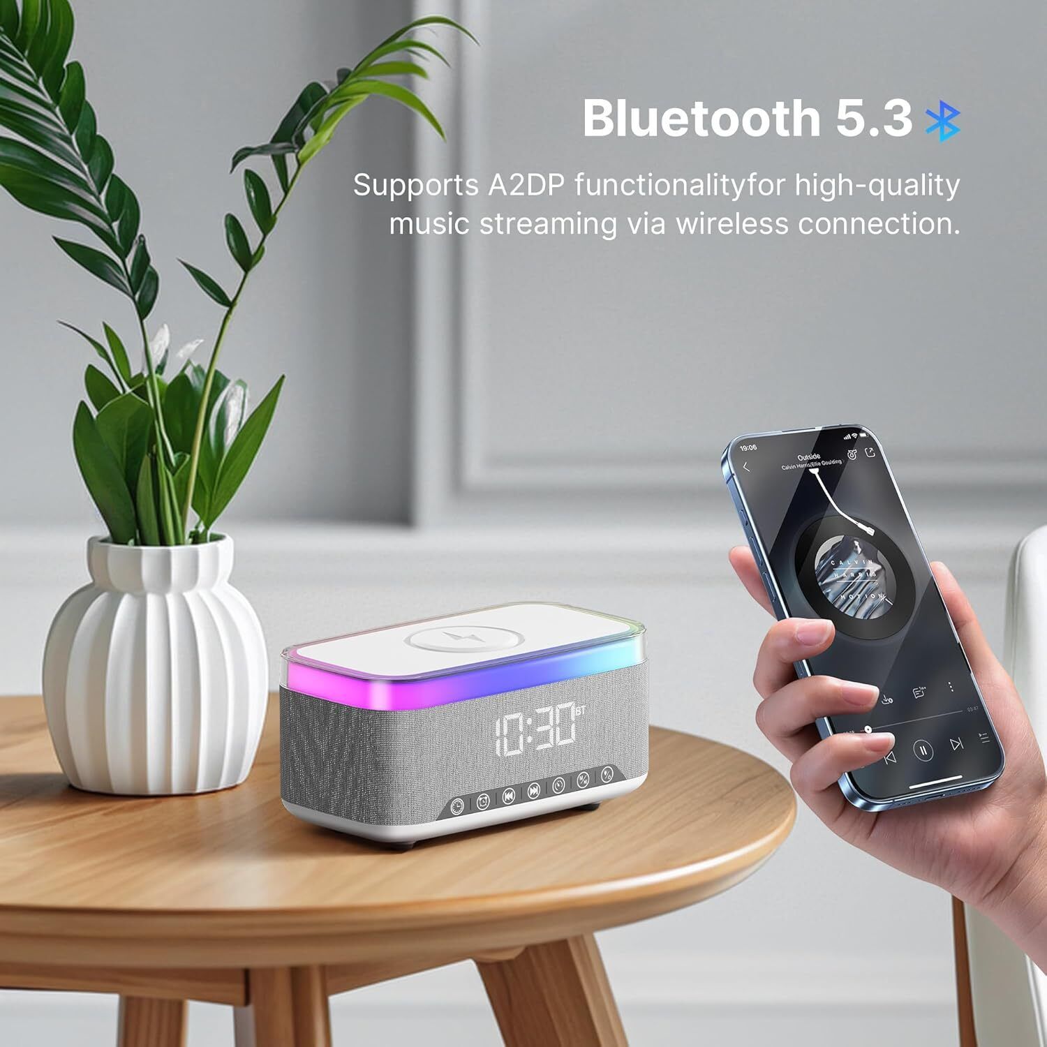 AK10ZONE Portable Bluetooth Speaker with 15W Fast Wireless Charging Speaker Mod-picture-25