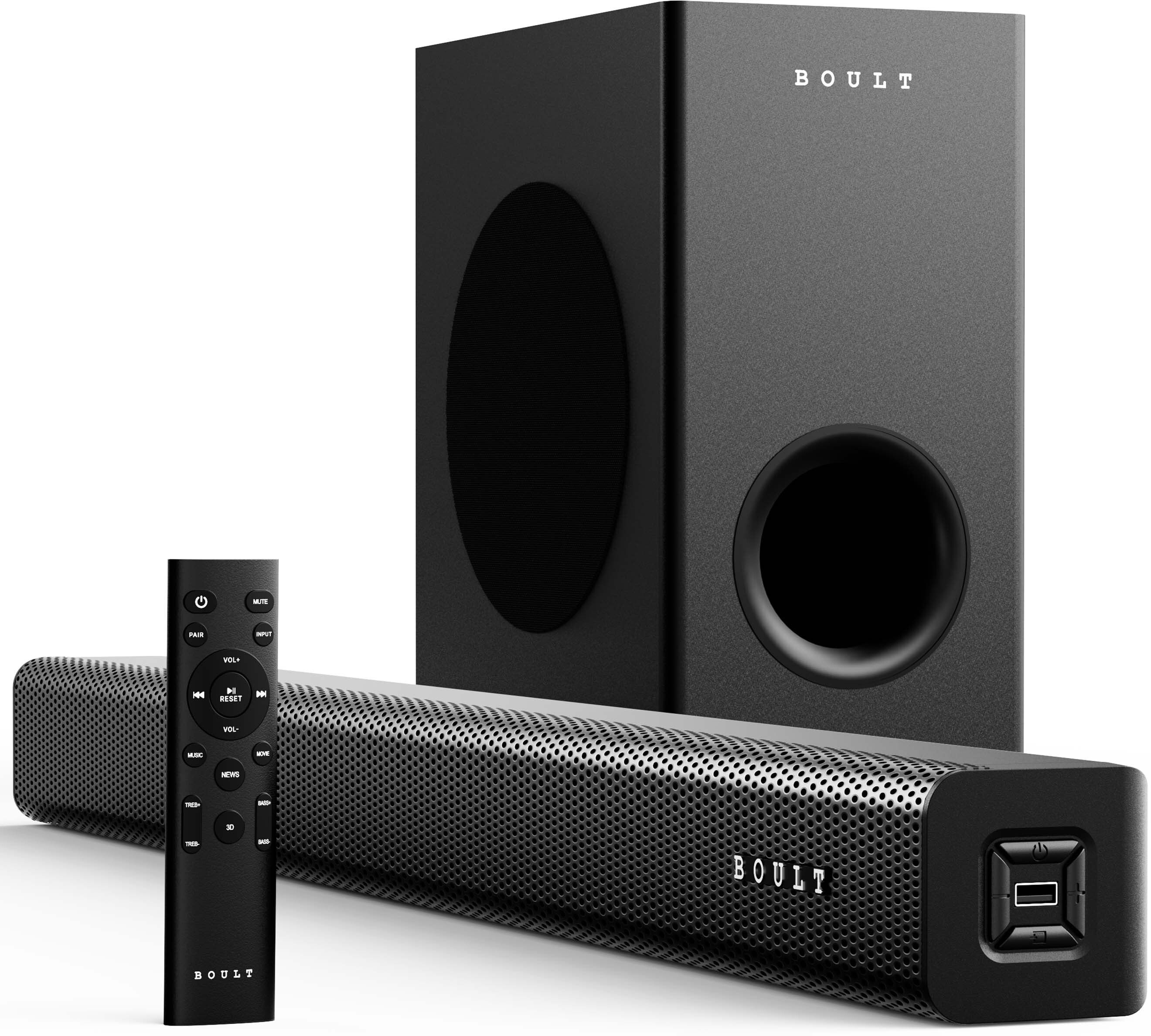 Boult Bassbox X160 2.1 Channel, 160W Power with Subwoofer, 3 EQ Modes, Remote Control 160 W Bluetooth Soundbar