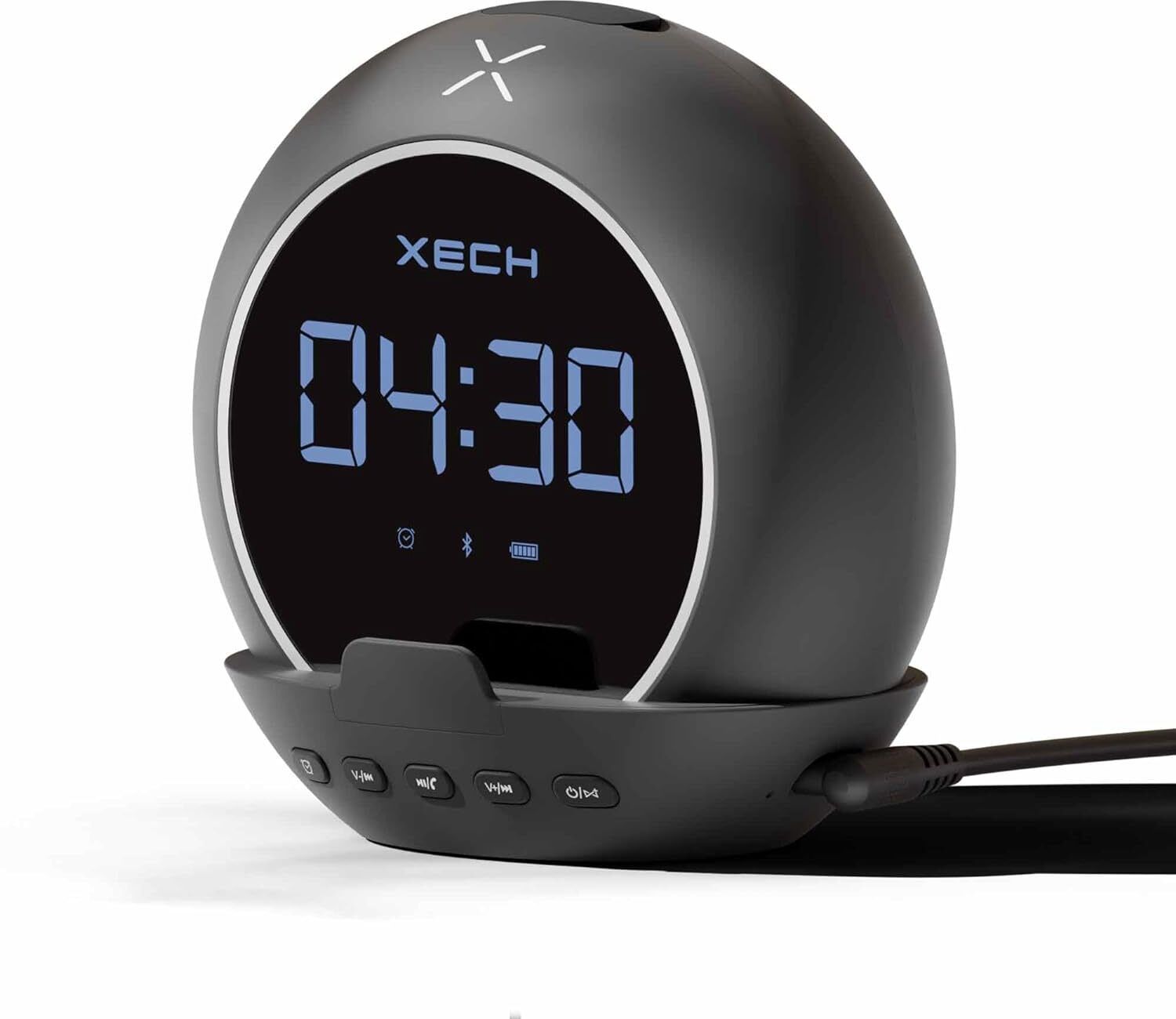 Digital LED Alarm Clock with Phone Holder Ellipse Black Clock-image-8