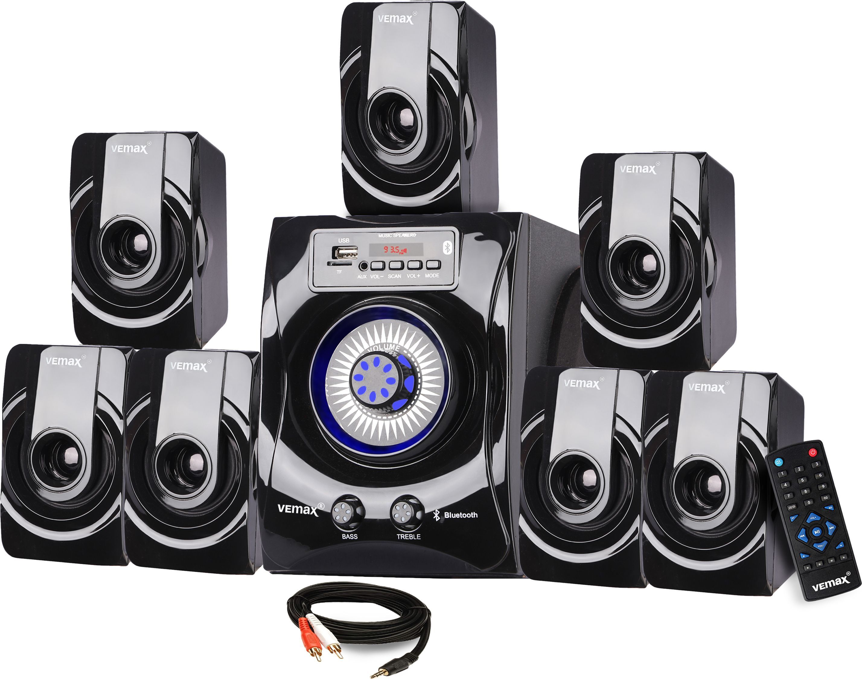 Vemax Pulse 7.1 Bluetooth Home Theater System 80W FM, AUX, USB, Bass & Treble Control 80 W Bluetooth Home Theatre-image-14