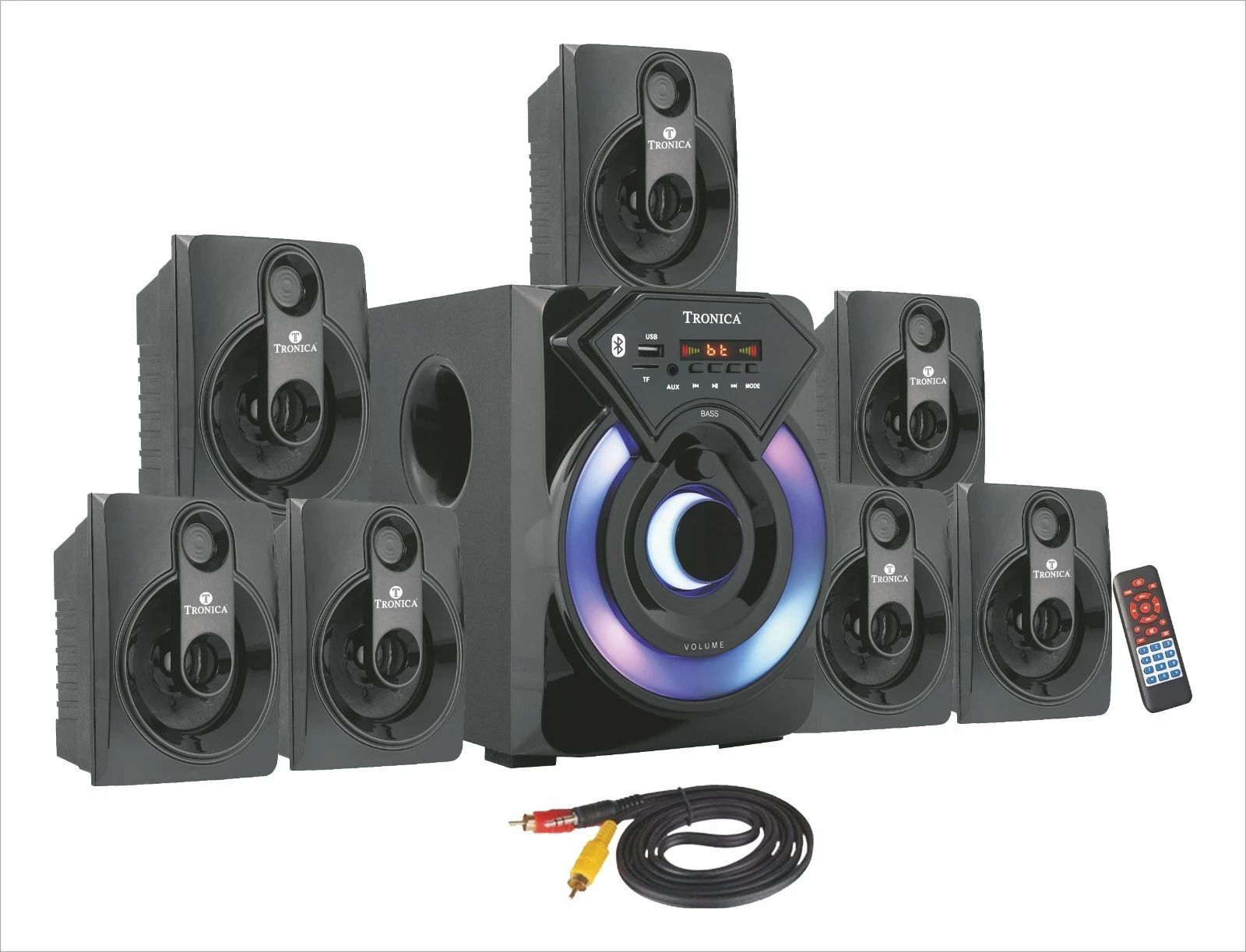 TRONICA Series 7.1 With USB, FM, SD, AUX, RCA Inputs, LED TV Compatible, Vivid Lighting 60 W Bluetooth Home Theatre