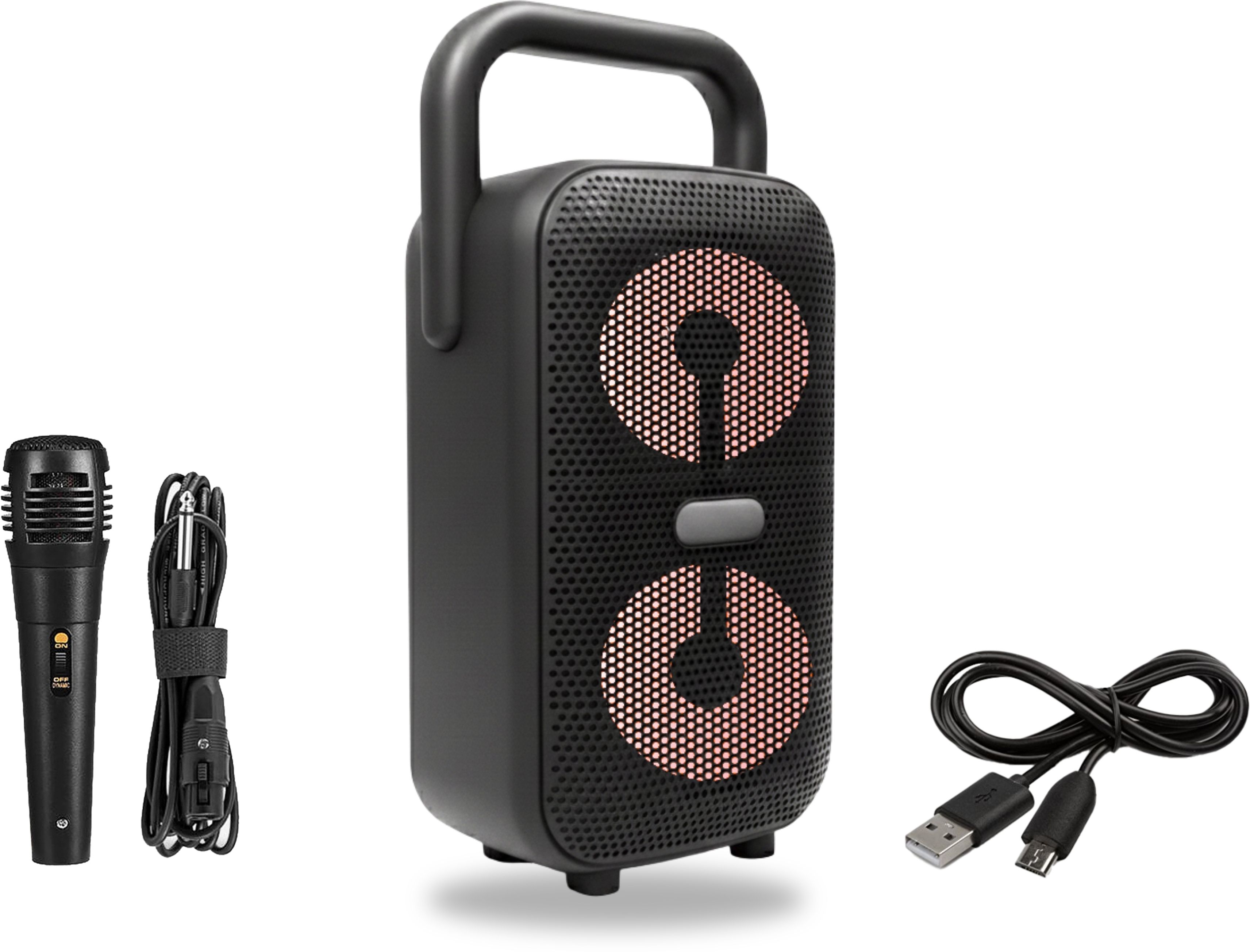 VOIZO Bluetooth 25W Karaoke Speaker with Dual 3” Speakers, Wired Mic & RGB Lights 25 W Bluetooth Home Theatre-image-3