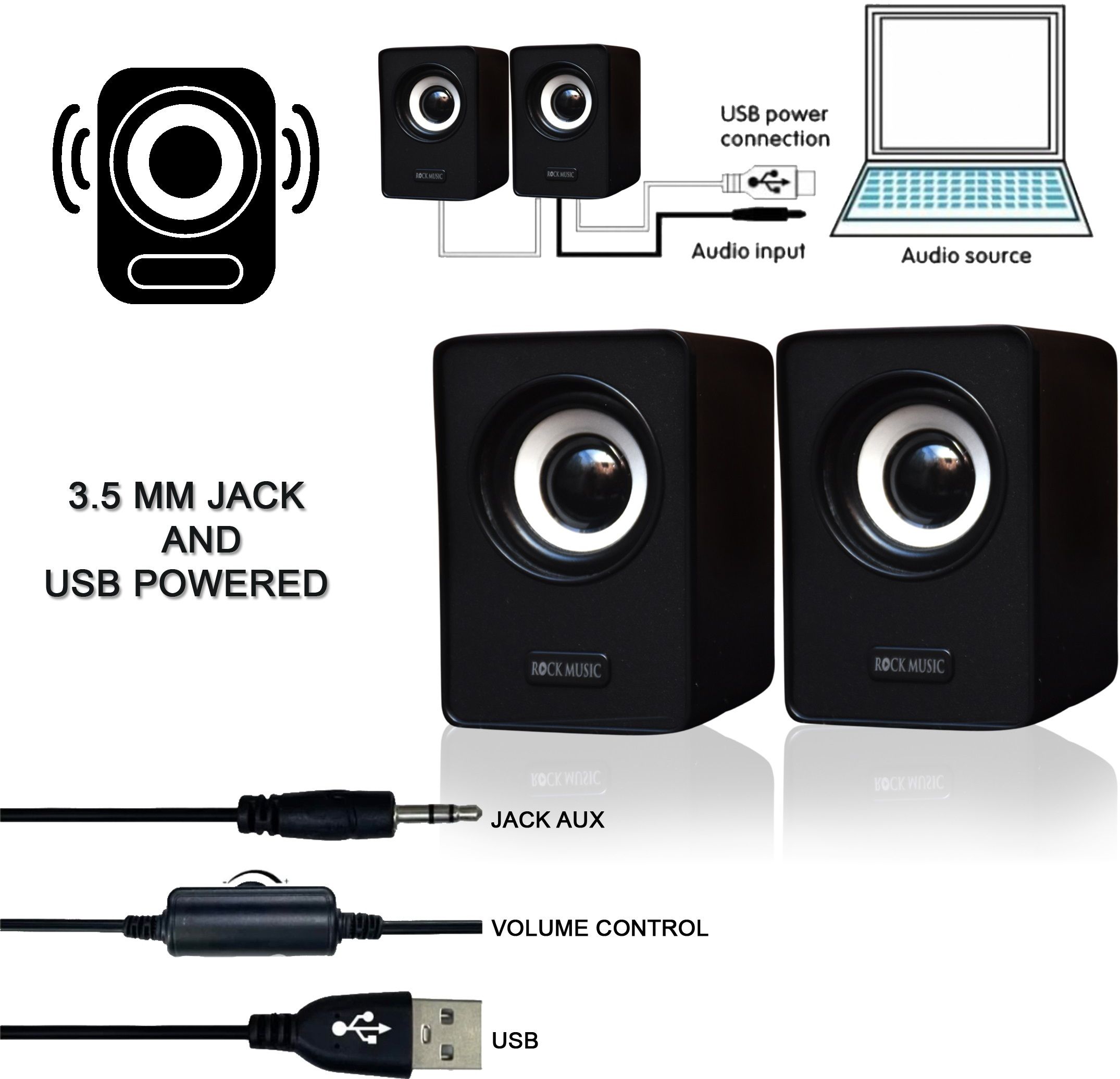 Coracao Bass Sub woofer for PC Laptop /Desktop Speaker 6 W Laptop/Desktop Speaker