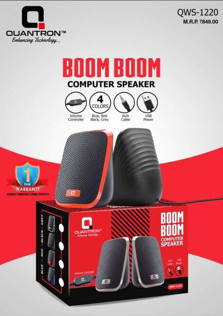 Quantron QWS -1220 BOOM -BOOM COMPUTER SPEAKER AUX CABLE & USB POWER. 5 W Laptop/Desktop Speaker-image-37
