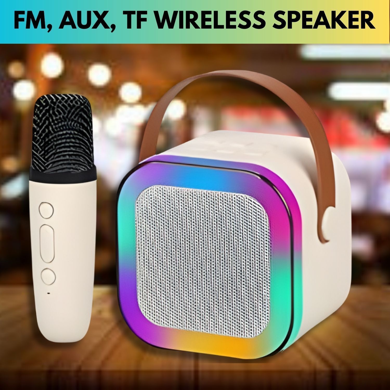 SS Store K12 (PORTABLE BLUETOOTH SPEAKER)Deep Bass Sound With Karaoke Mic & RGB LightE406 10 W Bluetooth Laptop/Desktop Speaker