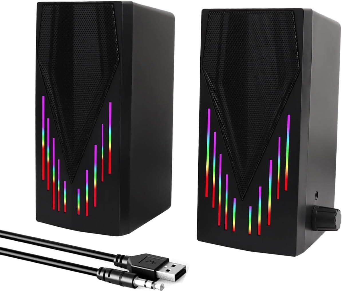 WOOS RGB Gaming Speakers 2x10W USB Powered with AUX for PC Laptop TV Phone 20 W Bluetooth Laptop/Desktop Speaker