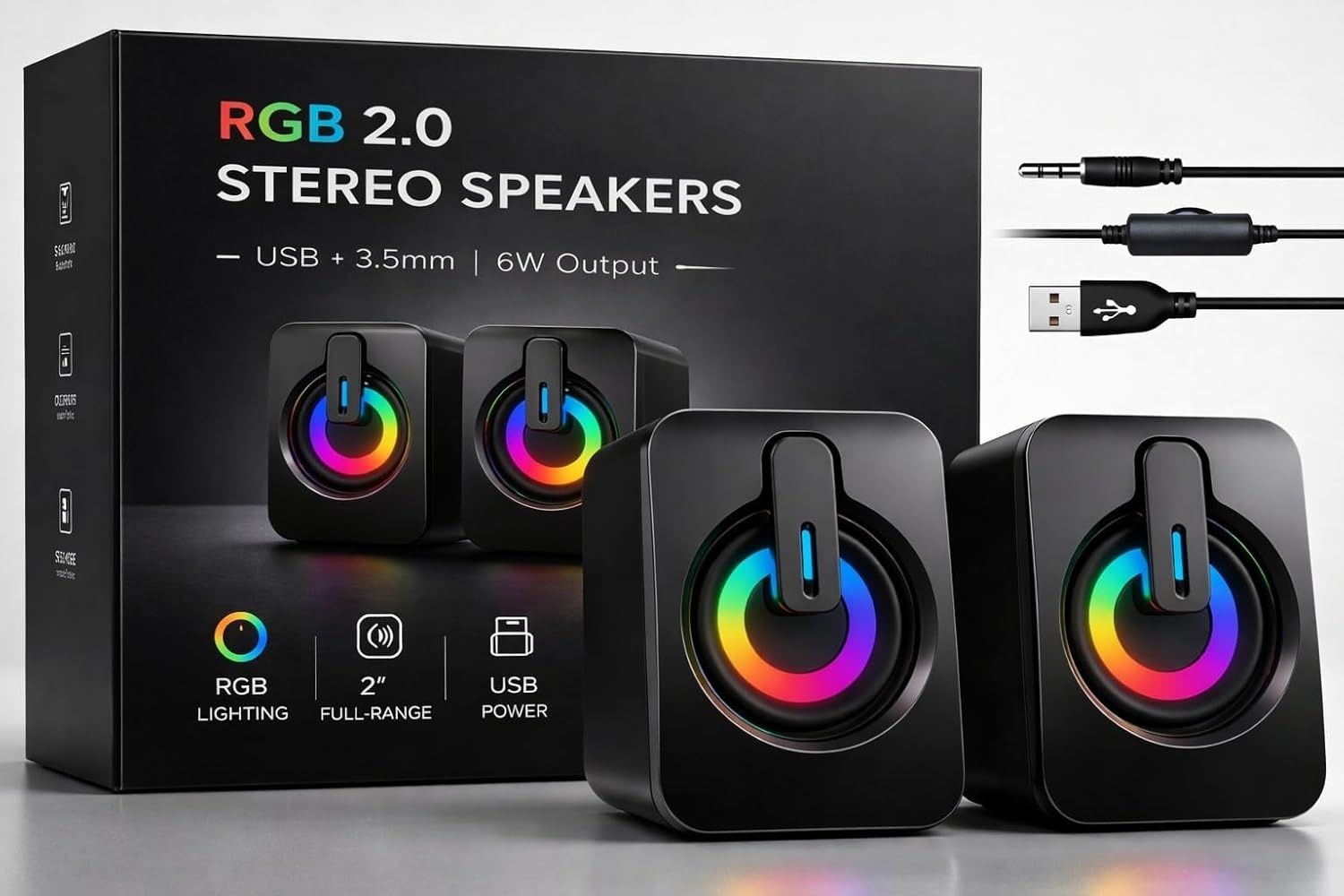 fire turtle 406CS RGB Computer Speaker 6W USB Powered with AUX, Stereo Sound Black 6 W Laptop/Desktop Speaker-image-25