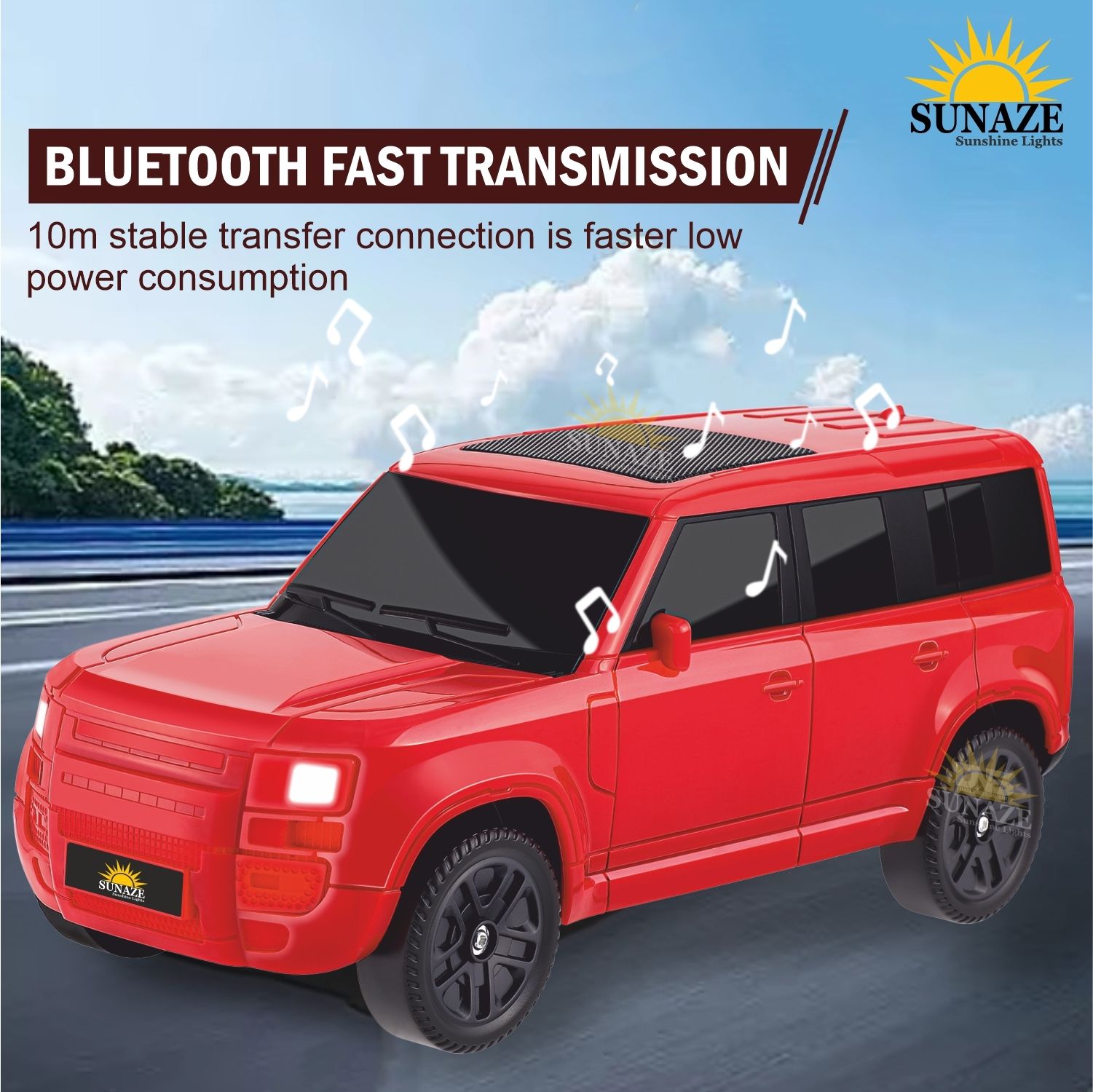 sunaze Portable Wireless Rechargeable Car Speaker-Superior Bass, 1200mAh, RGB LED, USB-picture-10