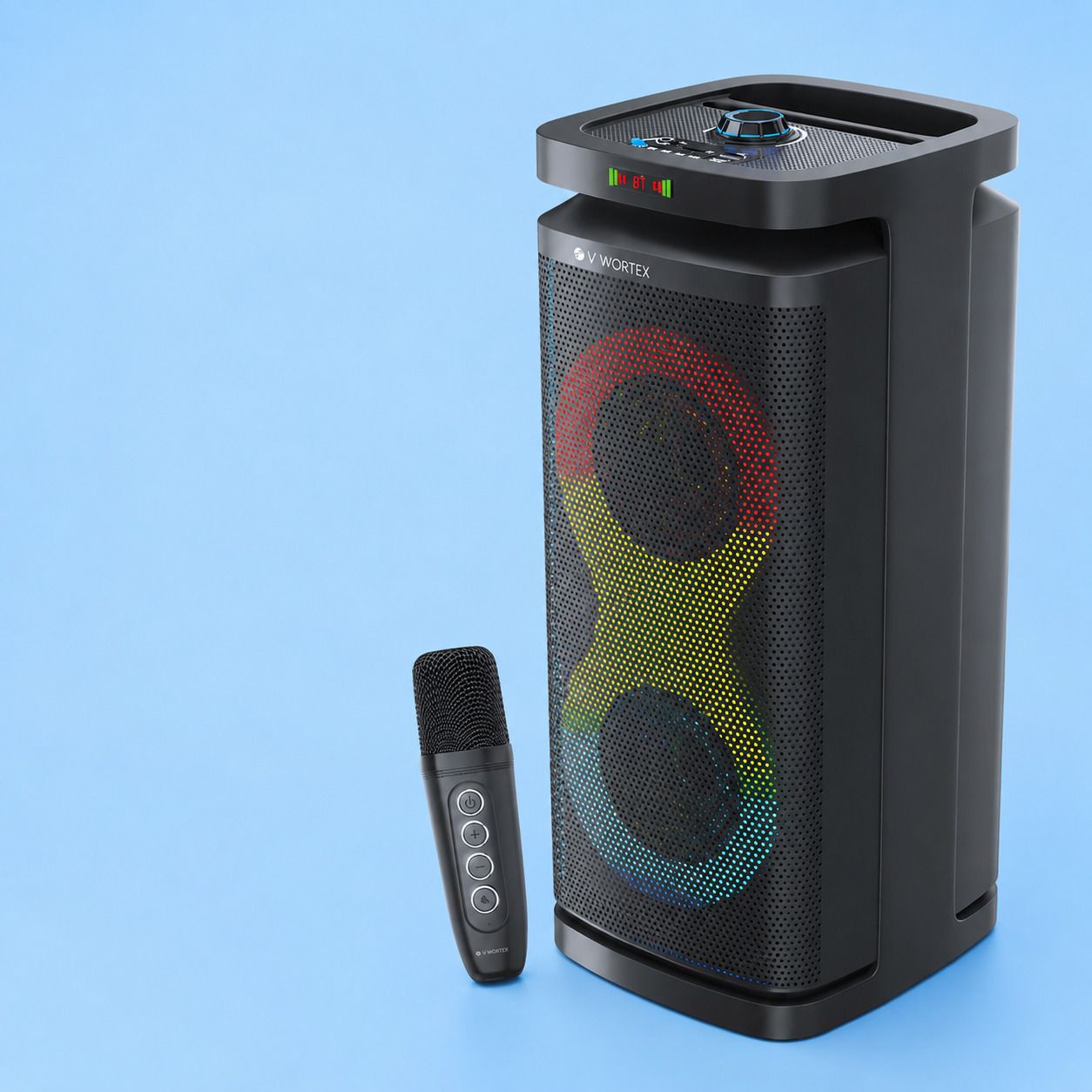 V WORTEX Party Speaker with Wireless Mic | Boom Box Speaker | RGB Lights | Deep Bass| 50 W Bluetooth Speaker-image-29