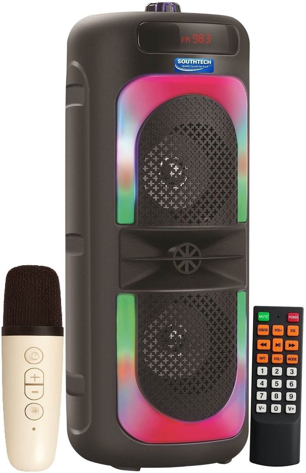 SOUTHTECH Party Pal Bluetooth Party Tower Speaker|Dual Woofer|Dancing RGB Lights|Remote| 40 W Bluetooth Home Audio Speaker-image-1