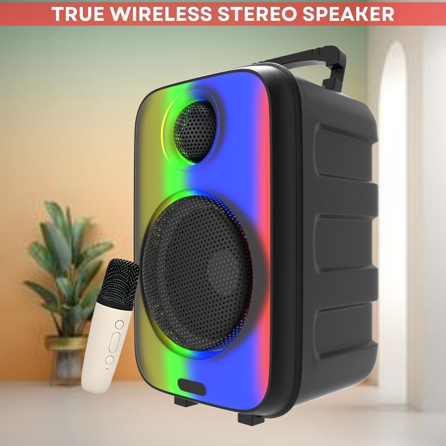 APENTERPRISES Rainbow (BLUETOOTH TROLLEY SPEAKER) With Karaoke Mic & Crystal Clear SoundQ445 35 W Bluetooth Party Speaker-image-3