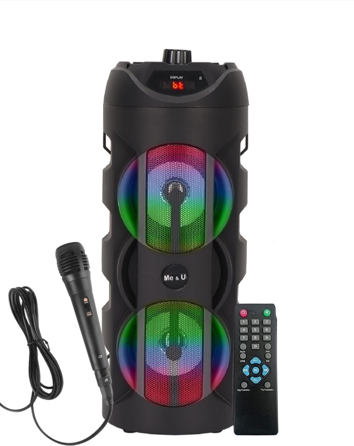 ME&U PartyBlast 4inch*2/ 8 hours play time BT TWS Mic RGB light FM USB AUX 40 W Bluetooth Party Speaker