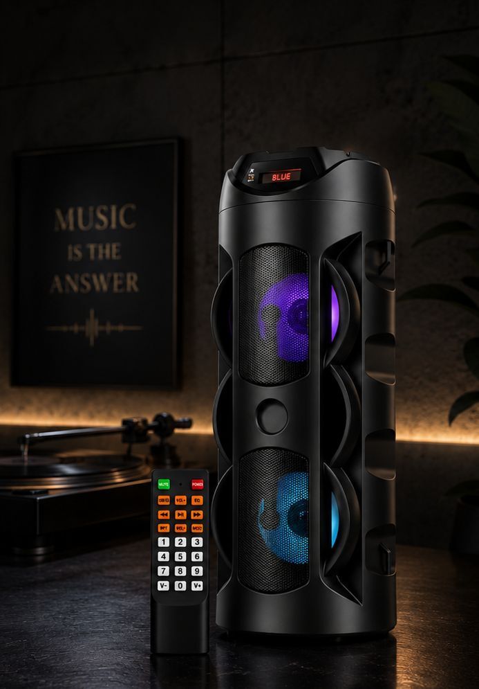 APH PRIME DJ Speaker & Sound Box . 40W Tower Speaker | Dual Woofer RGB Lights | Remote | 40 W Bluetooth Party Speaker-picture-26