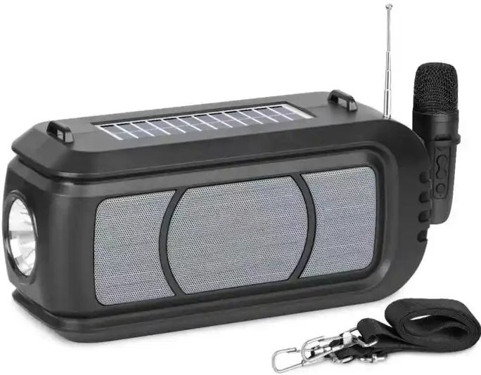 Gadget Zone USB,TF,BT,FM,TWS,LED Wireless Karaoke mic Speaker 10W Black 10 W Bluetooth Party Speaker-image-15