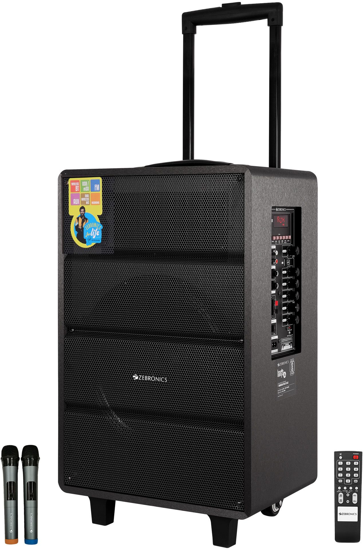 ZEBRONICS Zeb-Monster pro 2X12L2(Banjo),LED display, Wireless BT with v4.2, wireless mic 80 W Bluetooth Party Speaker-picture-29