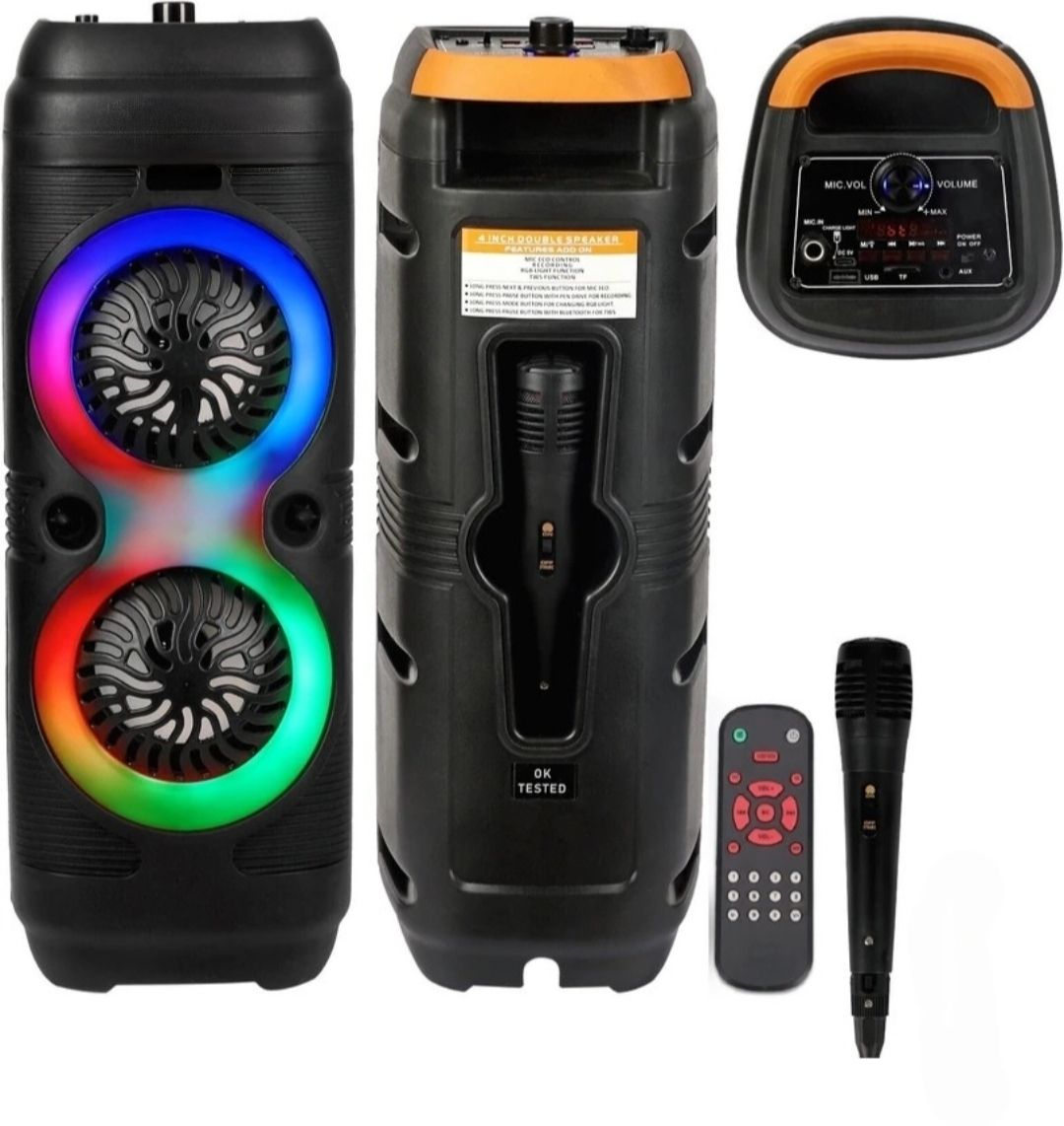 ME&U Infinity 10 hours play time FM USB AUX BLUETOOTH KARAOKE MIC RGB LIGHT 40 W Bluetooth Party Speaker-image-2