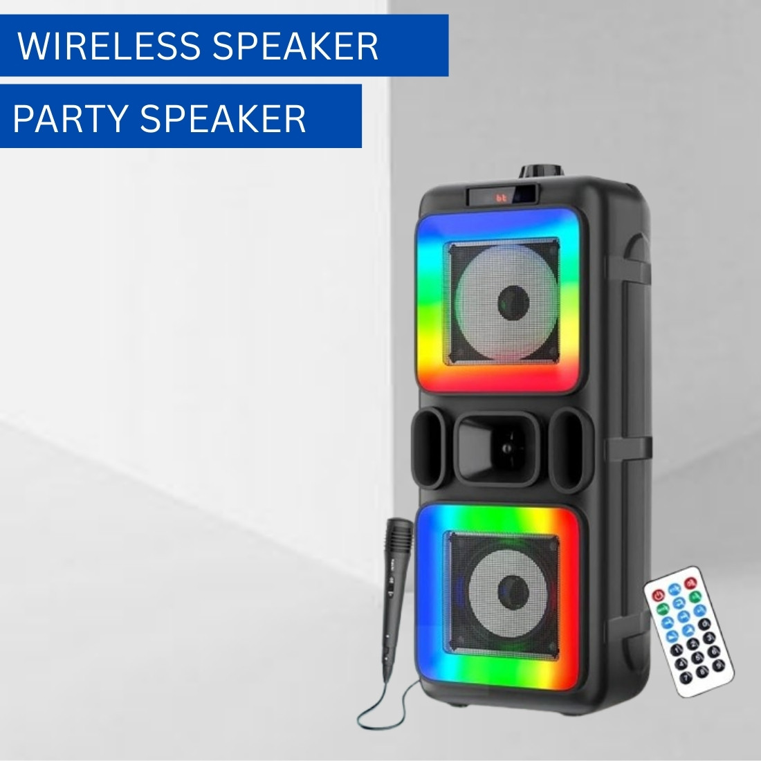 Clairbell Pushpa(PORTABLE BLUETOOTH PARTY SPEAKER) 3D Sound With Karaoke Mic/RGB LightL116 40 W Bluetooth Party Speaker image 1