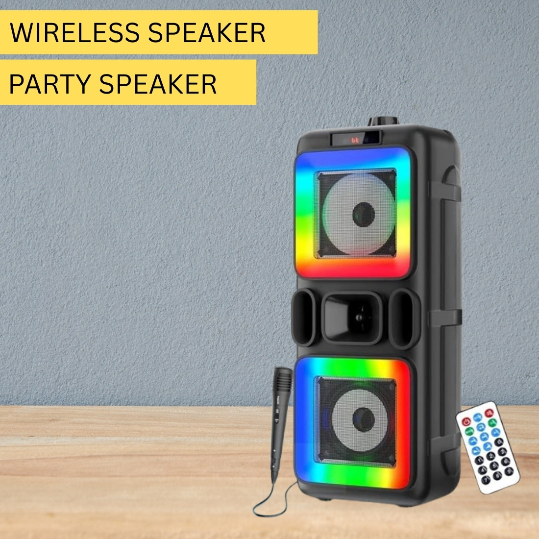 SACRO Pushpa(PORTABLE BLUETOOTH PARTY SPEAKER) 3D Sound With Karaoke Mic/RGB LightE494 40 W Bluetooth Party Speaker image 1