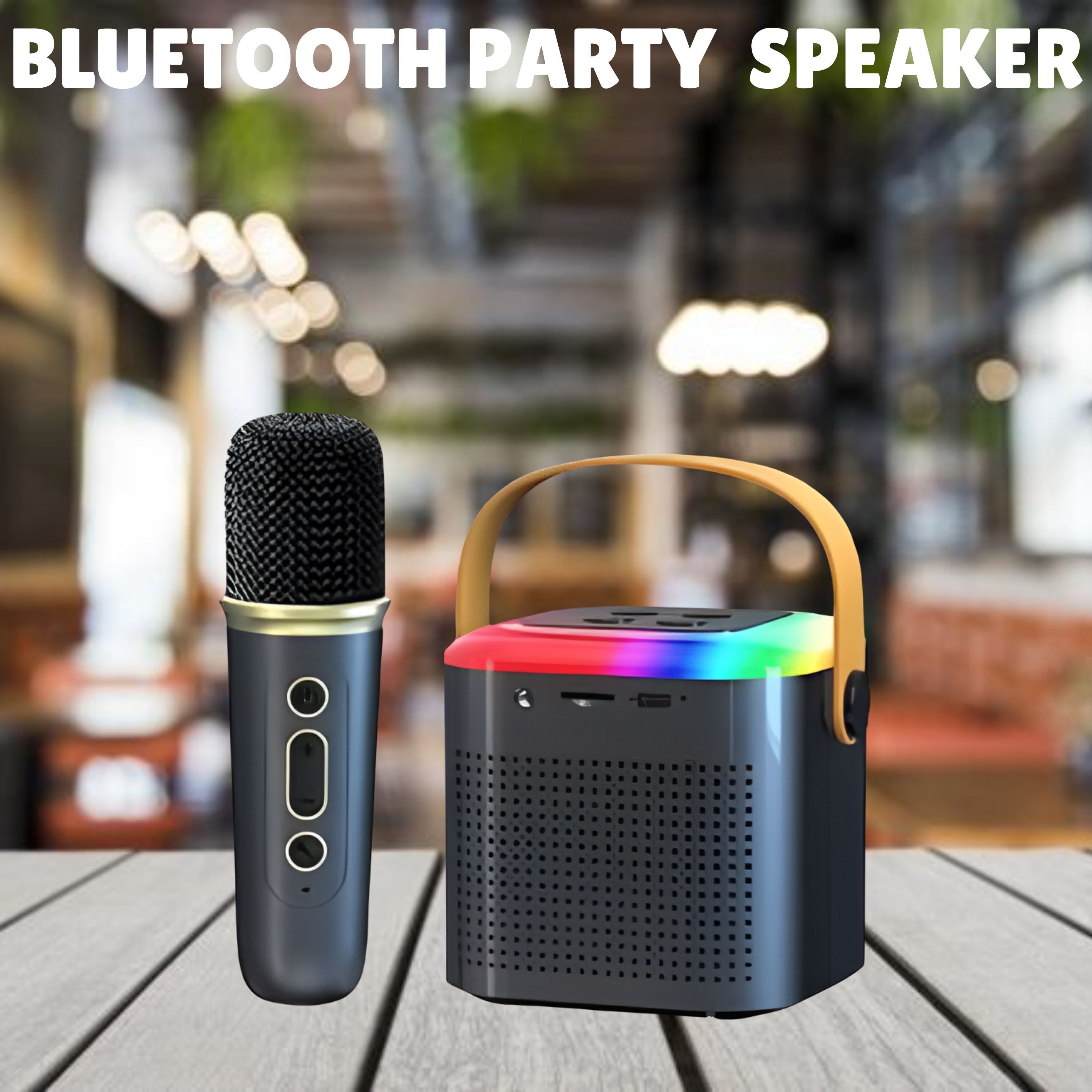 GUGGU Bluetooth Speaker Support SD Card/Aux/USB With Karaoke Mic and RGB Lights J381 10 W Bluetooth Party Speaker-image-21