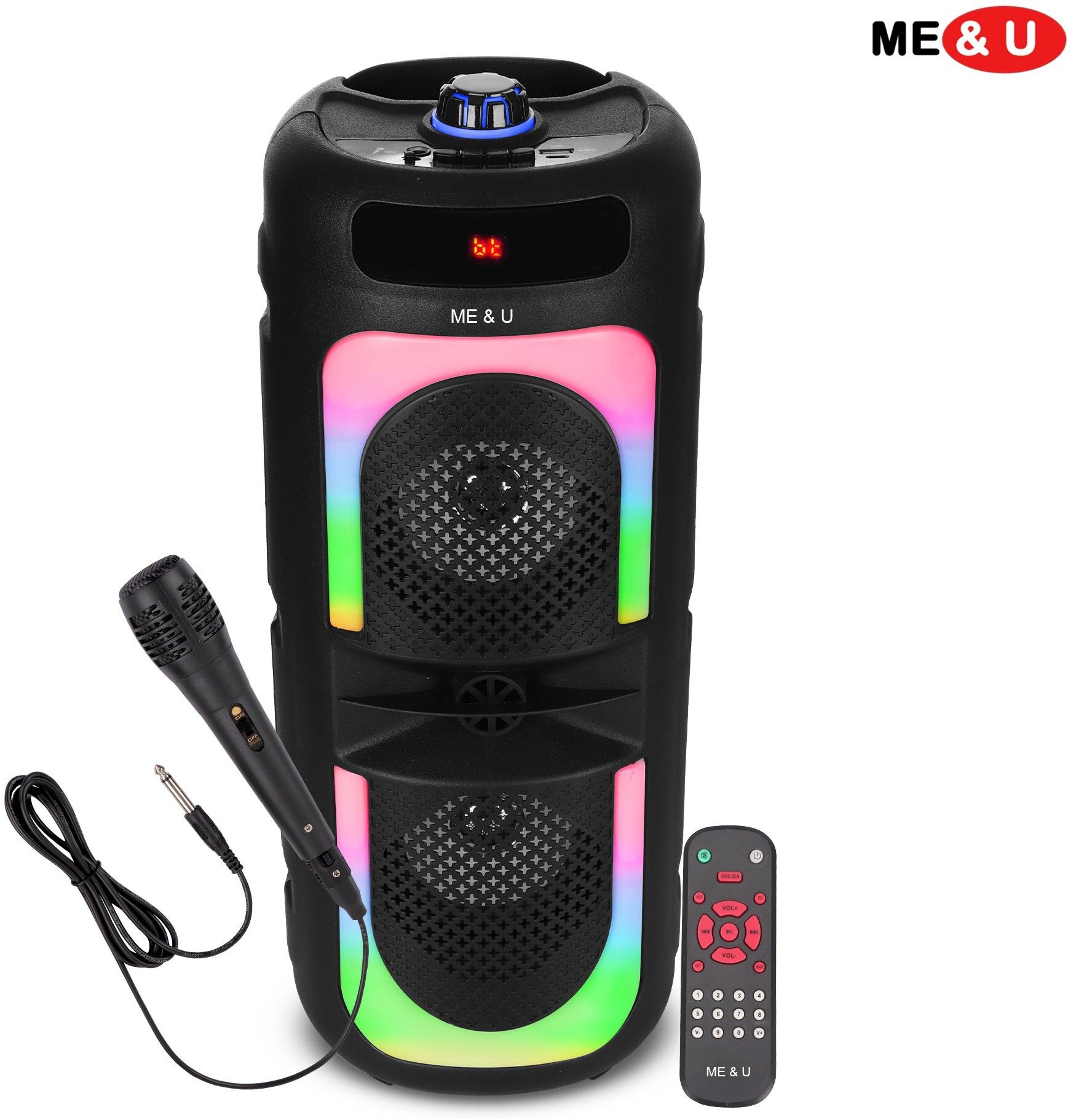 ME&U Newely launch partymate WITH FM USB AUX BLUETOOTH KARAOKE WIRED MIC RGB LIGHT 40 W Bluetooth Party Speaker