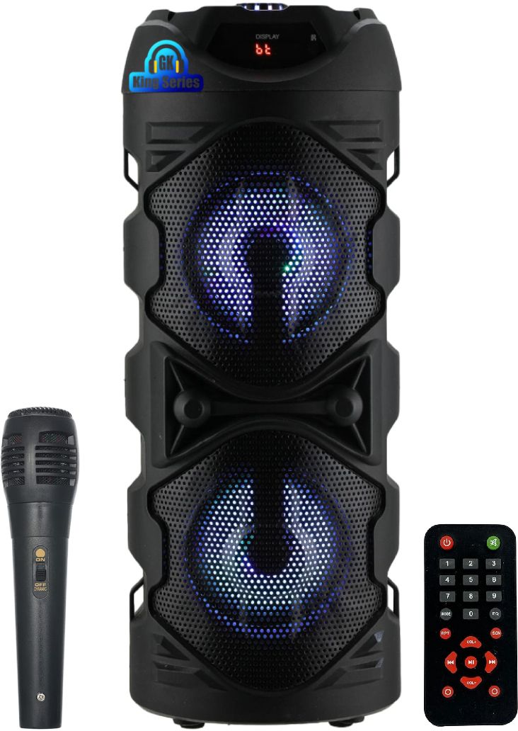 Gk King Series Double Woofer 50W 2400Mah Battery Multi-Media Party Speaker with Wired Mic 50 W Bluetooth Party Speaker-image-6