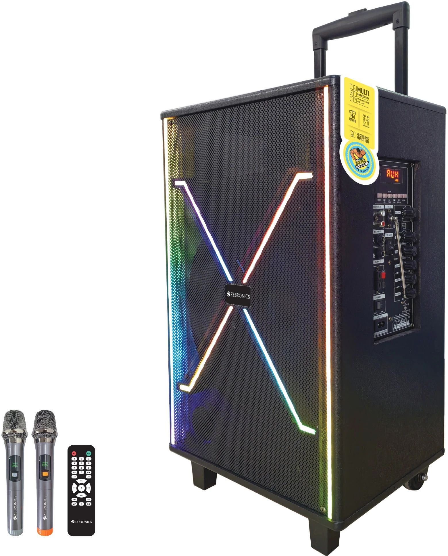 ZEBRONICS Party Fyre 400 Trolley Speaker 5h Playback, Dual UHF Mic, Karaoke USB, AUX 120 W Bluetooth Party Speaker