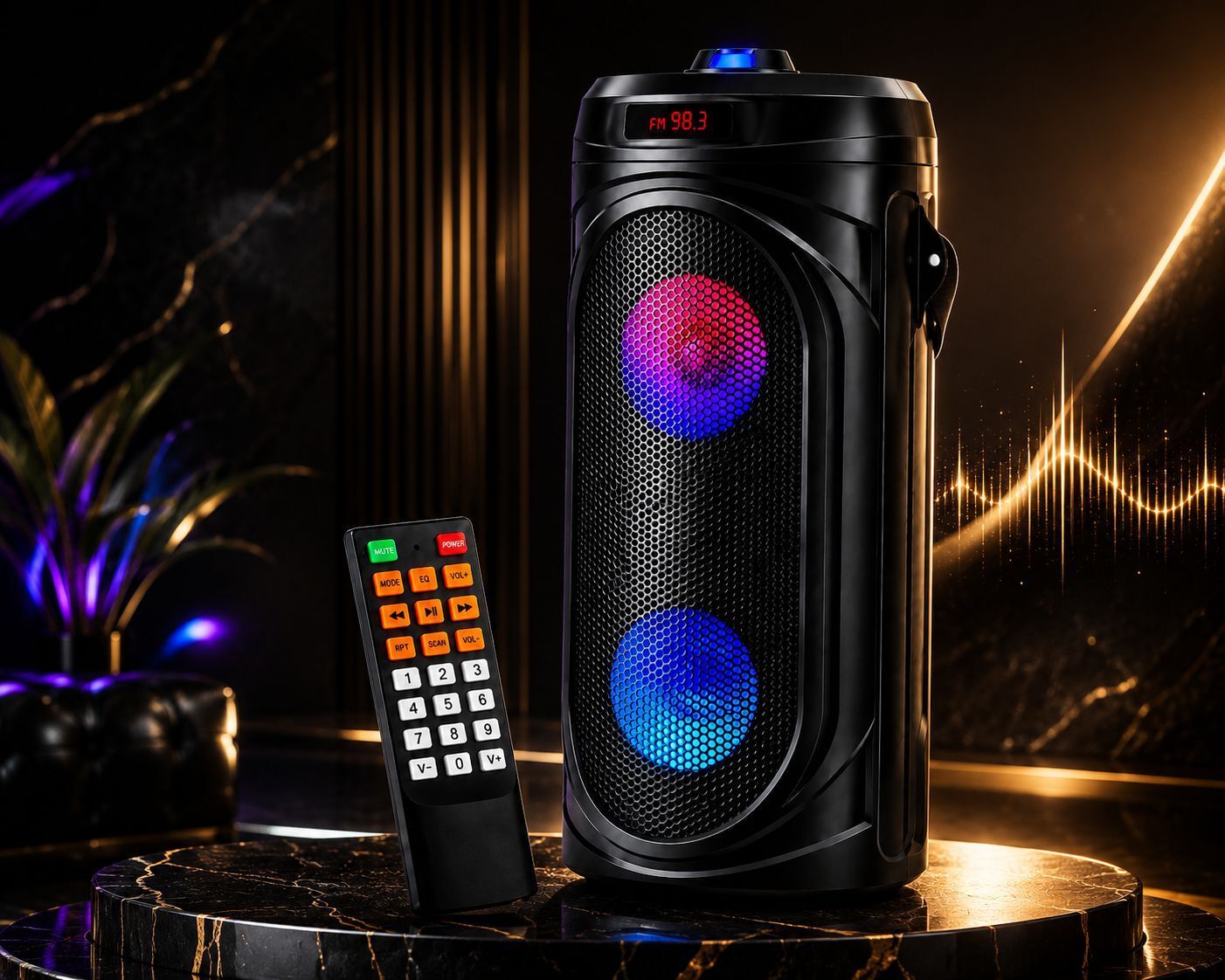 APH PRIME 40W Bluetooth Tower Speaker | Dual Woofer RGB Lights | Remote | 40 W Bluetooth Party Speaker-image-38