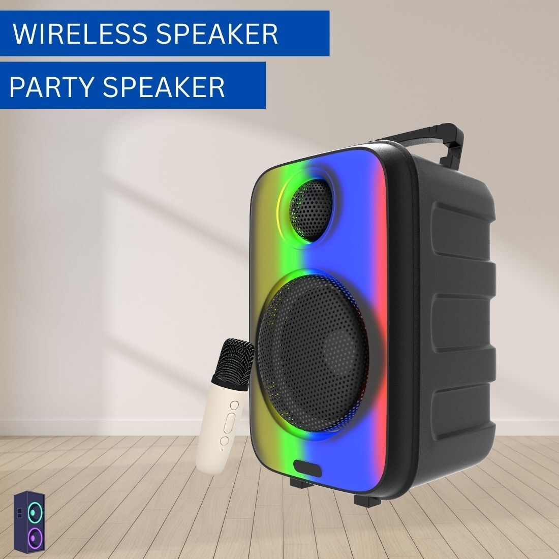 PARADISEECOM Rainbow (WIRELESS TROLLEY SPEAKER)Karaoke Mic & RGB Light With Hi Bass SoundB15 35 W Bluetooth Party Speaker-image-19