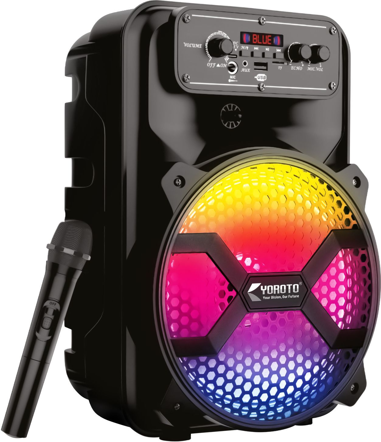 YOROTO Bluetooth Party Speaker with Wireless Mic, Boom Base, RGB Light & Tws Mode 40 W Bluetooth Party Speaker-image-48
