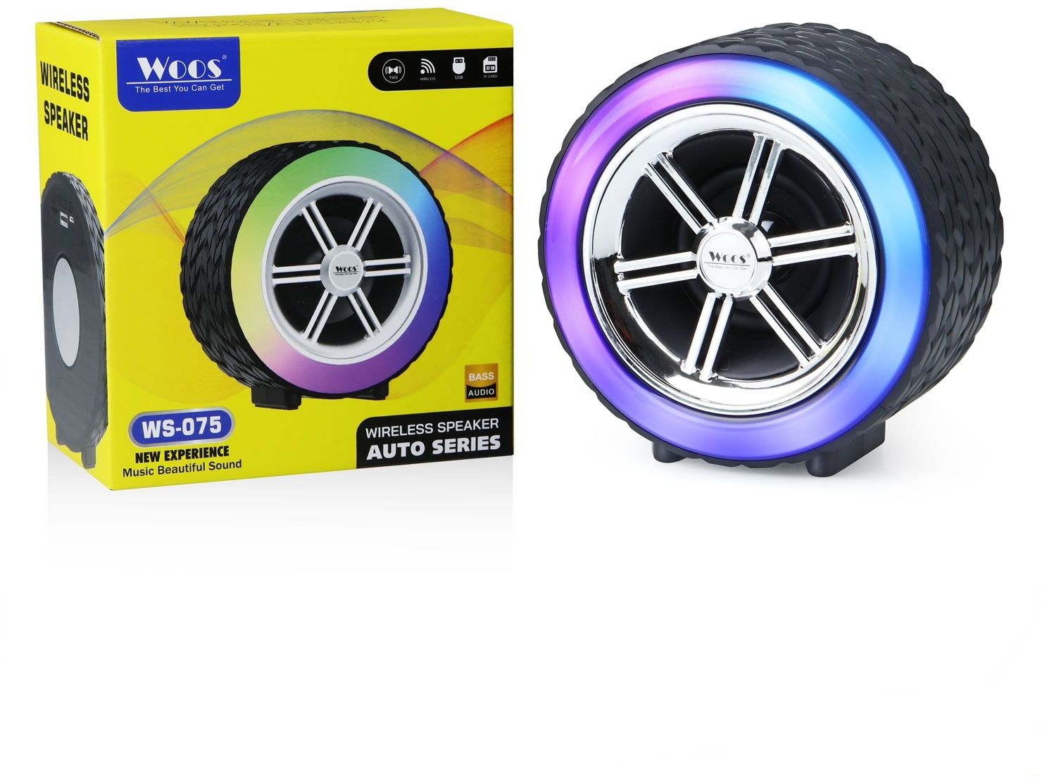 WOOS New design Portable Outdoor Subwoofer Bass Wireless Speaker with rgb 5 W Bluetooth Party Speaker