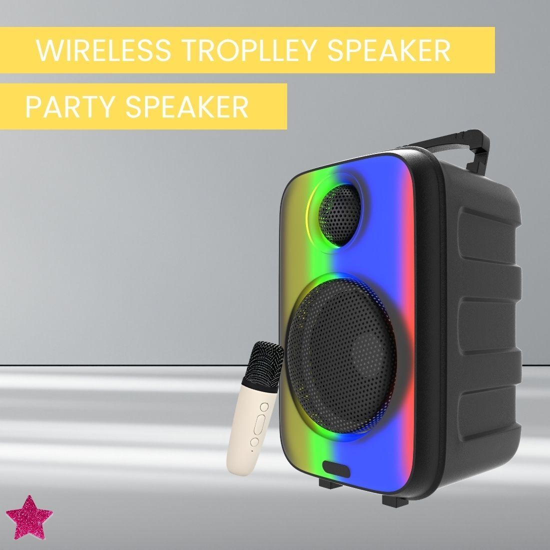 APENTERPRISES Rainbow (BLUETOOTH TROLLEY SPEAKER) Deep Bass Stereo Sound With Karaoke MicON146 35 W Bluetooth Party Speaker-image-44