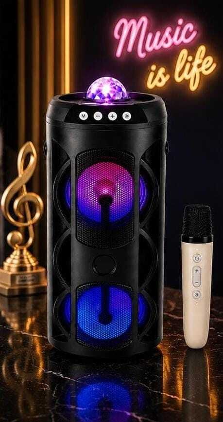 ZEKLY PrismGlow 50W Party Speaker|Crystal RGB Dome Light|Dual Woofer|Wireless Mic| 50 W Bluetooth Party Speaker-image-12
