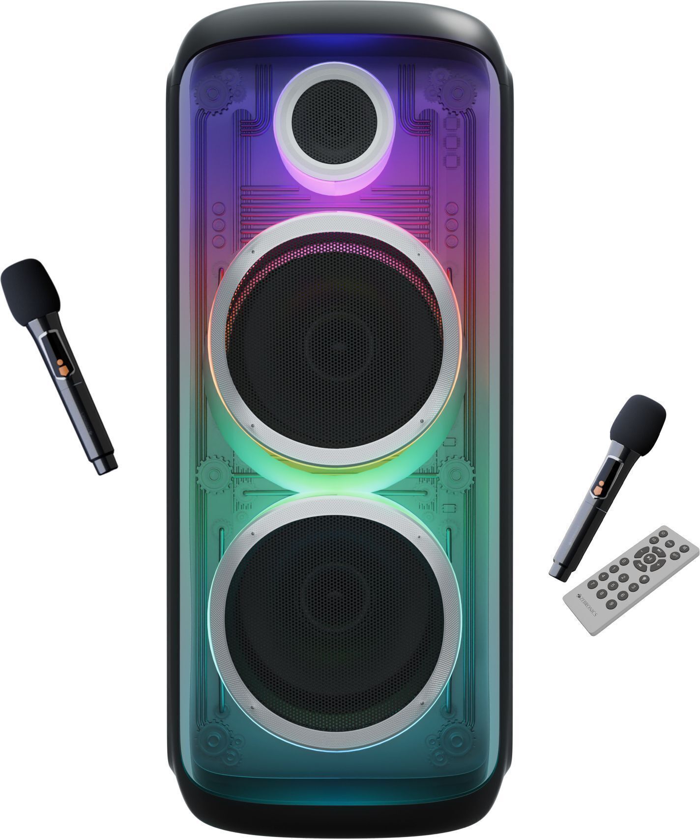 ZEBRONICS Party Fyre 510 TrolleySpeaker 3.5 hr Playback,DualMic,Karaoke,USB,AUX,RGB 160 W Bluetooth Party Speaker