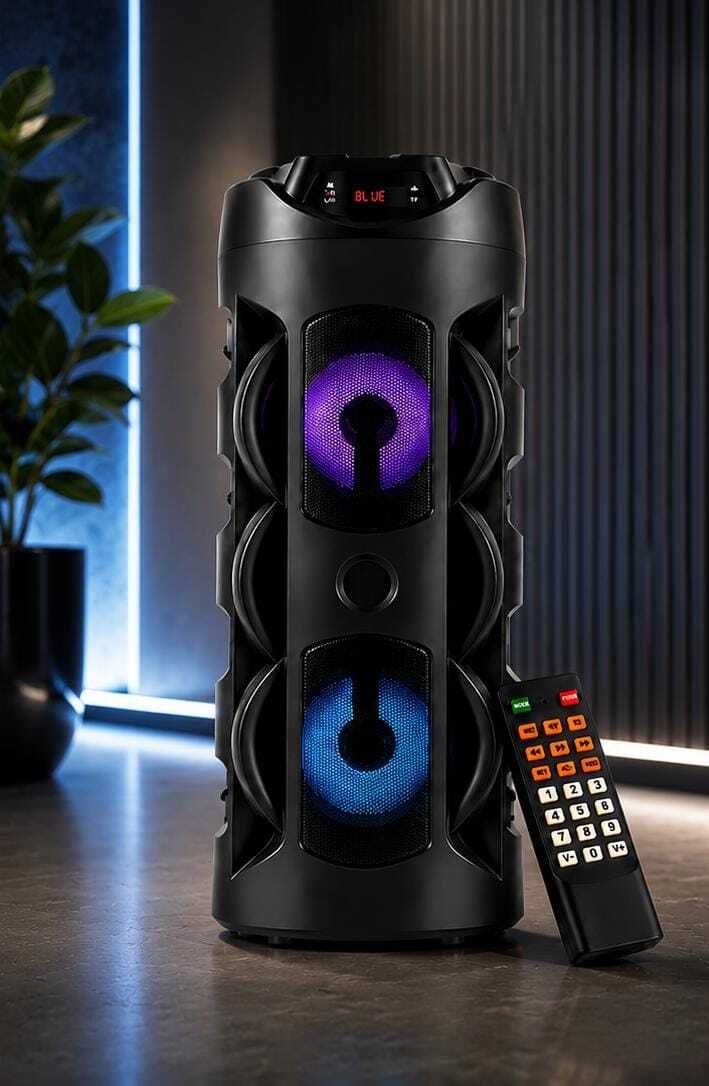 3RY 40W Portable Bluetooth Tower Speaker with Dual Woofer, LED RGB Lights & Remote 40 W Bluetooth Party Speaker-picture-15
