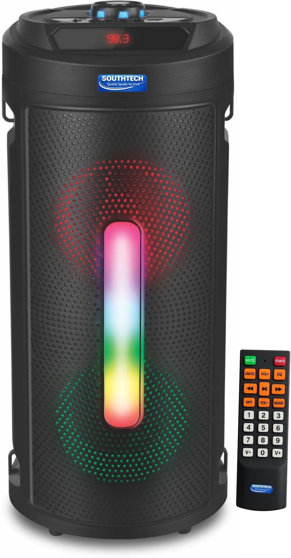 SOUTHTECH 40 W Tower Speaker | Dual Woofer | Dancing RGB Lights | 12H Playtime |Remote | 40 W Bluetooth Party Speaker-image-34