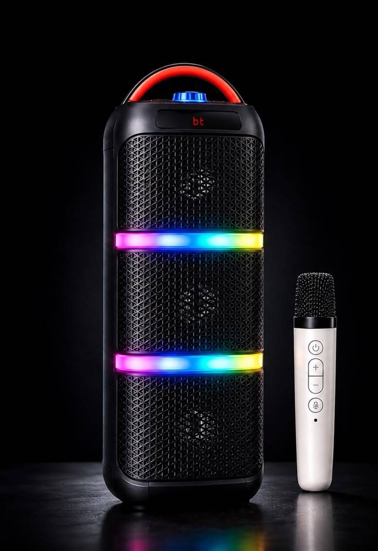 ZEKLY Storm 100W Bluetooth Tower Speaker | Dual Woofer RGB Lights | Wireless Mic 100 W Bluetooth Party Speaker-image-24