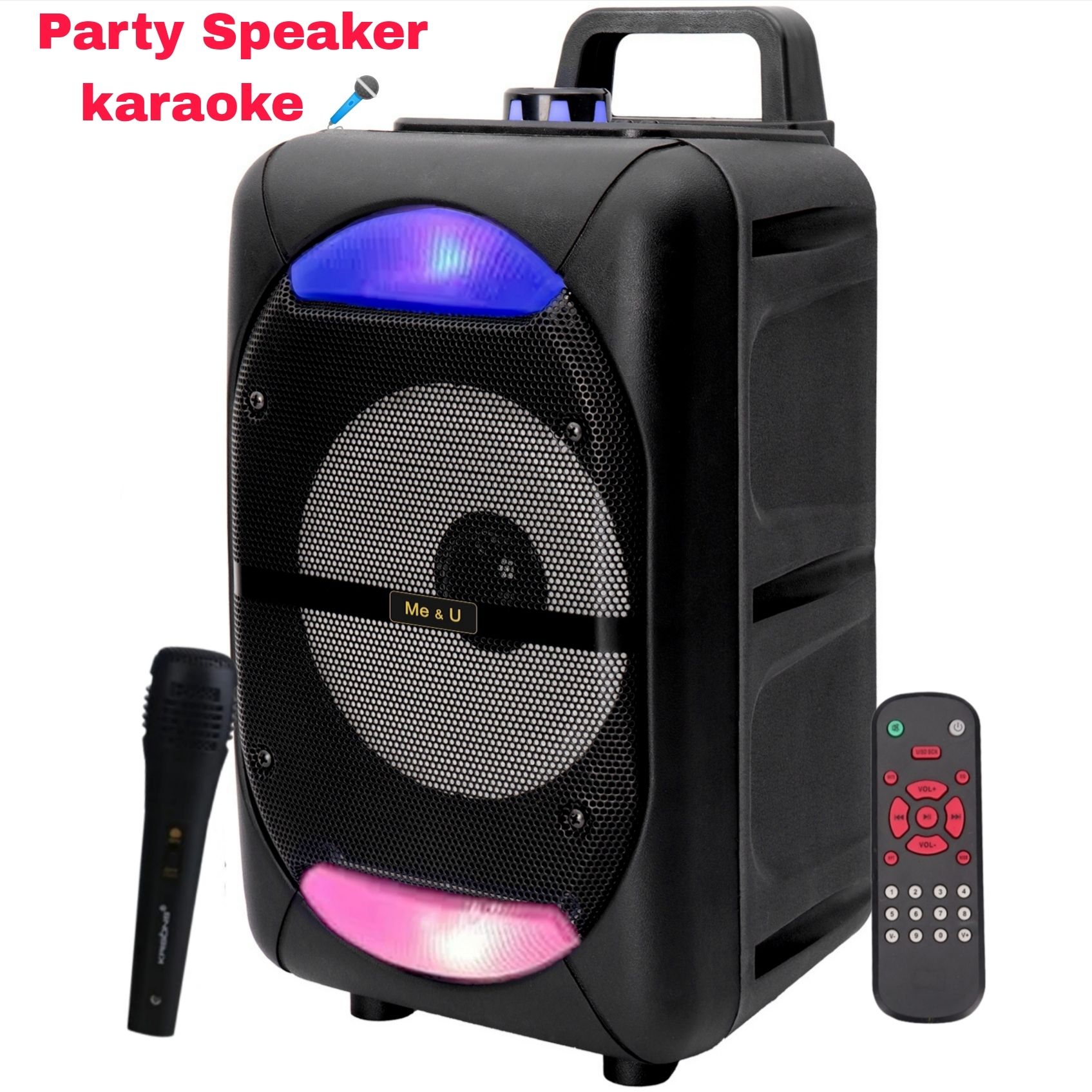 ME&U SrrgamMusic 6.5inch driver 8 hours play time BT TWS Mic RGB light FM USB AUX 60 W Bluetooth Party Speaker