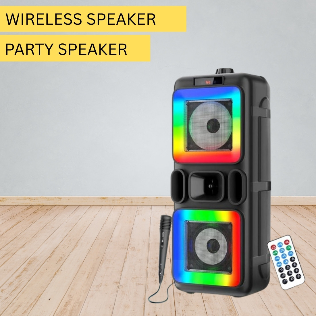 SACRO Pushpa(PORTABLE BLUETOOTH PARTY SPEAKER) 3D Sound With Karaoke Mic/RGB LightE354 40 W Bluetooth Party Speaker image 1