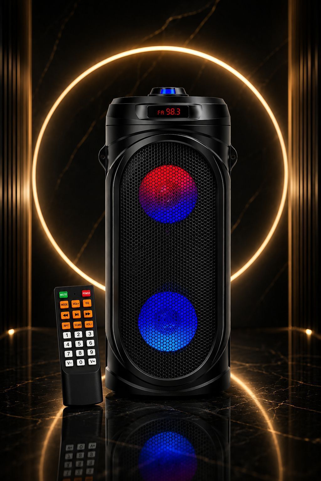 ZEKLY 40W Bluetooth Tower Speaker | Dual Woofer RGB Lights | Remote | 40 W Bluetooth Party Speaker-image-46