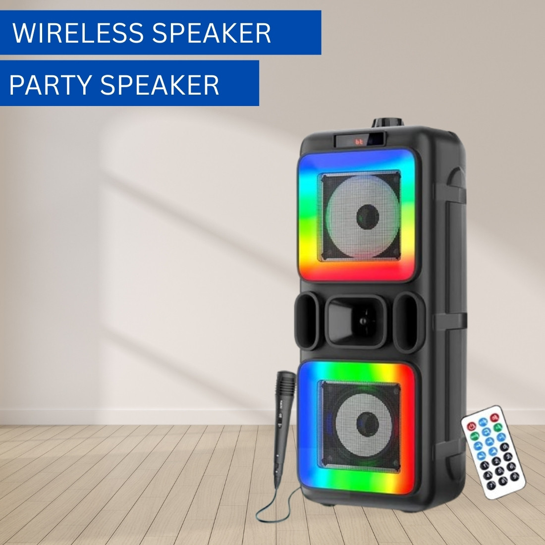 SACRO Pushpa(PORTABLE BLUETOOTH PARTY SPEAKER) 3D Sound With Karaoke Mic/RGB LightD409 40 W Bluetooth Party Speaker image 1