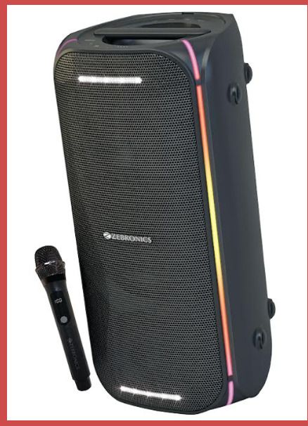 ZEBRONICS Party Fyre 100 Trolley Speaker 5 Playback,Wireless Mic with Display,USB, AUX 90 W Bluetooth Party Speaker