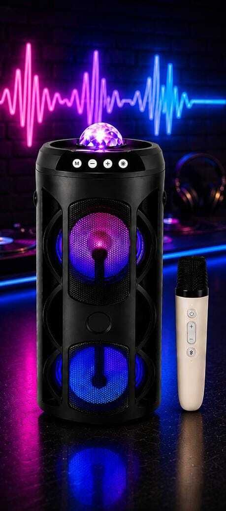 ZEKLY PrismGlow 50W Party Speaker|Crystal RGB Dome Light|Dual Woofer|Wireless Mic| 50 W Bluetooth Party Speaker-image-36