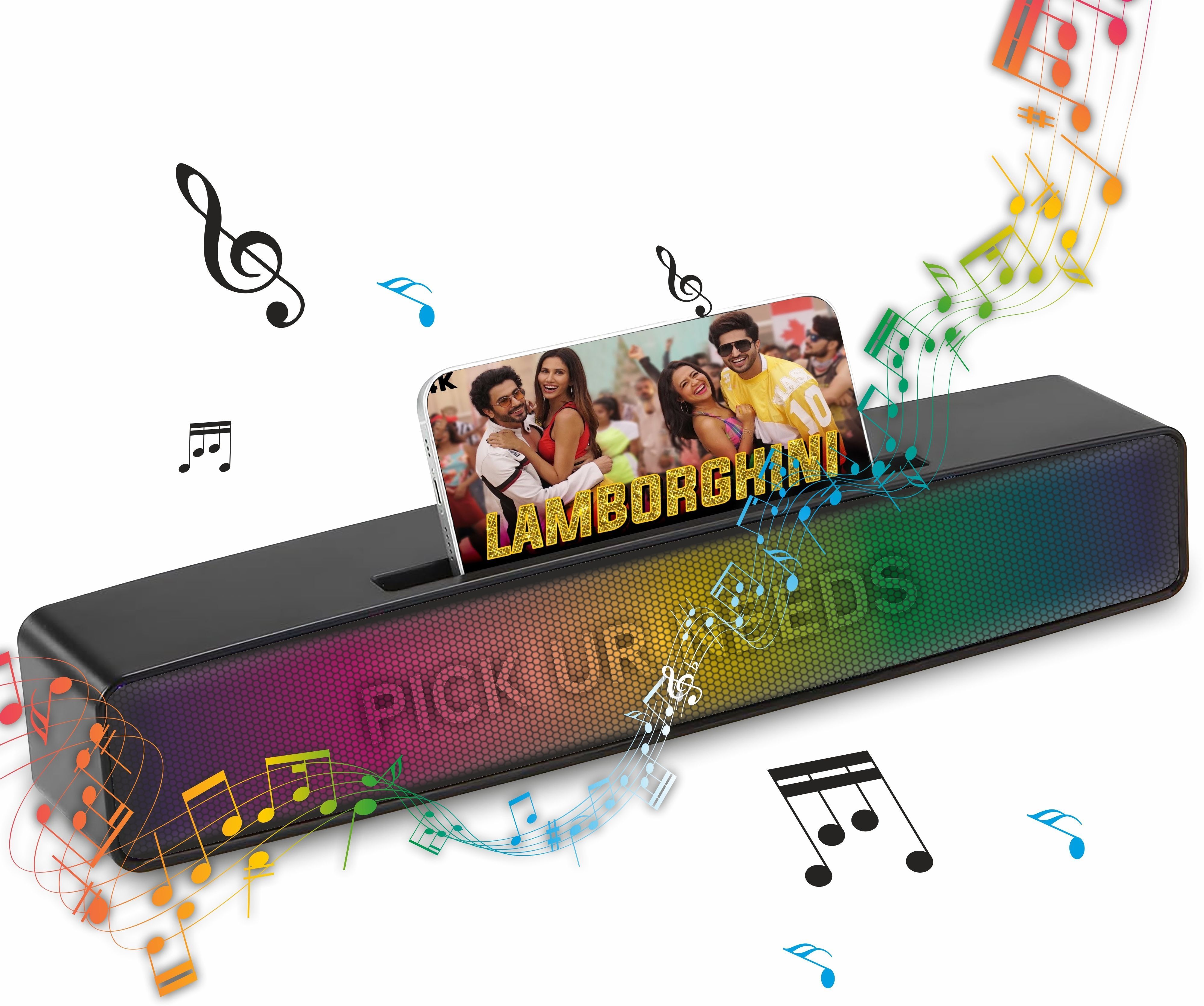 Pick Ur Needs Wireless Home TV Speaker Soundbar WIth RGB Light USB/TF Card/AUX Supported 4Hrs 10 W Bluetooth Soundbar-image-33