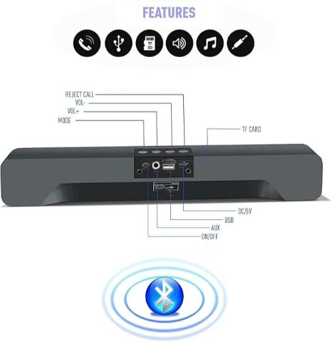 Clairbell sar_869A_Wireless E91 Bluetooth Smart Soundbar TV Speaker HomeDesktop Speaker 48 W Bluetooth Soundbar-image-4