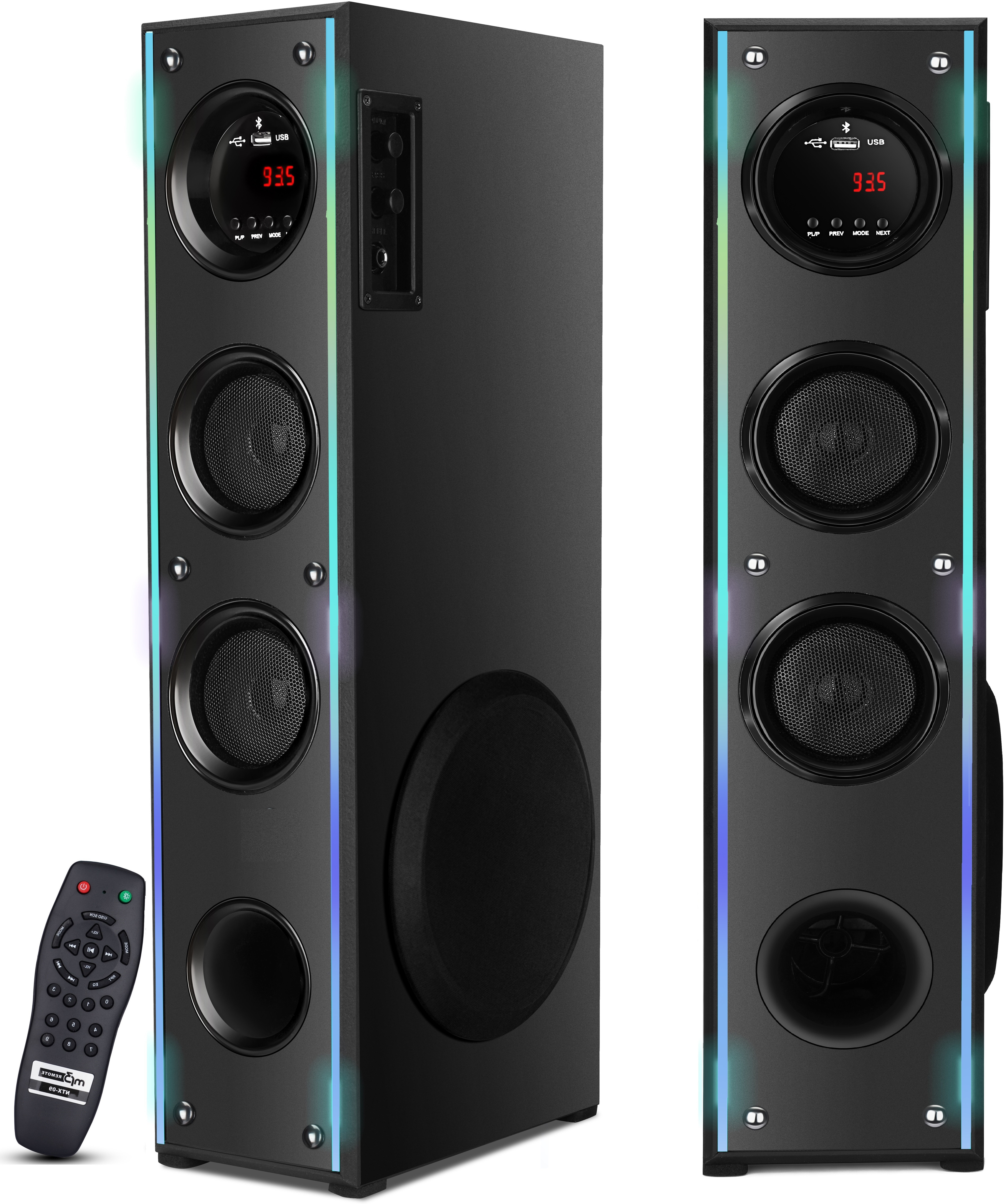 RZG D-108 Wireless Bluetooth Speaker With LED ,USB & FM Music System Home theater 120 W Bluetooth Tower Speaker image 1