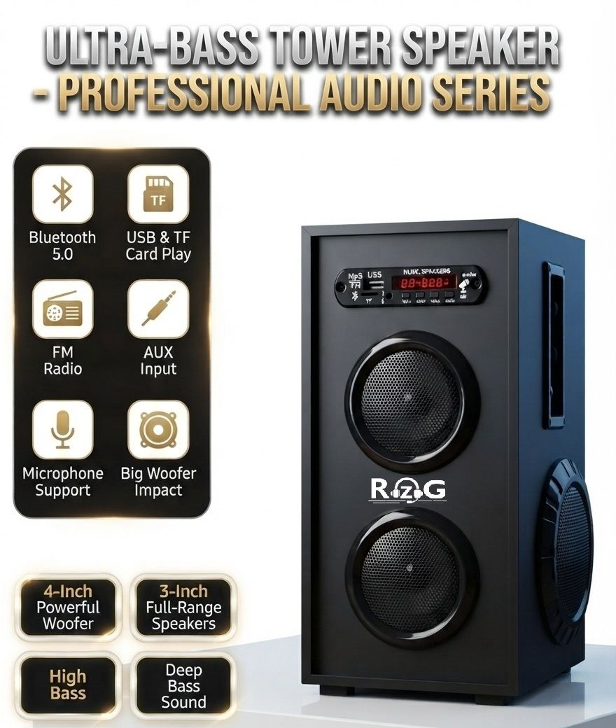 RZG Chota Badshah Music system Dj Tower Speaker with Mic Support 120 W Bluetooth Tower Speaker-picture-31