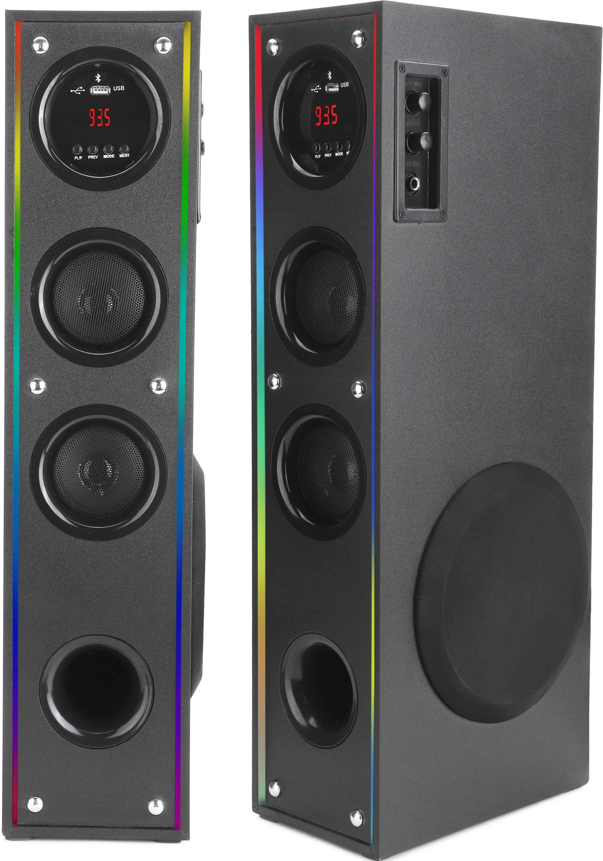 RZG Premium Speaker, Karaoke, Dual Wireless Mic, Powerful Bass 120 W Bluetooth Tower Speaker