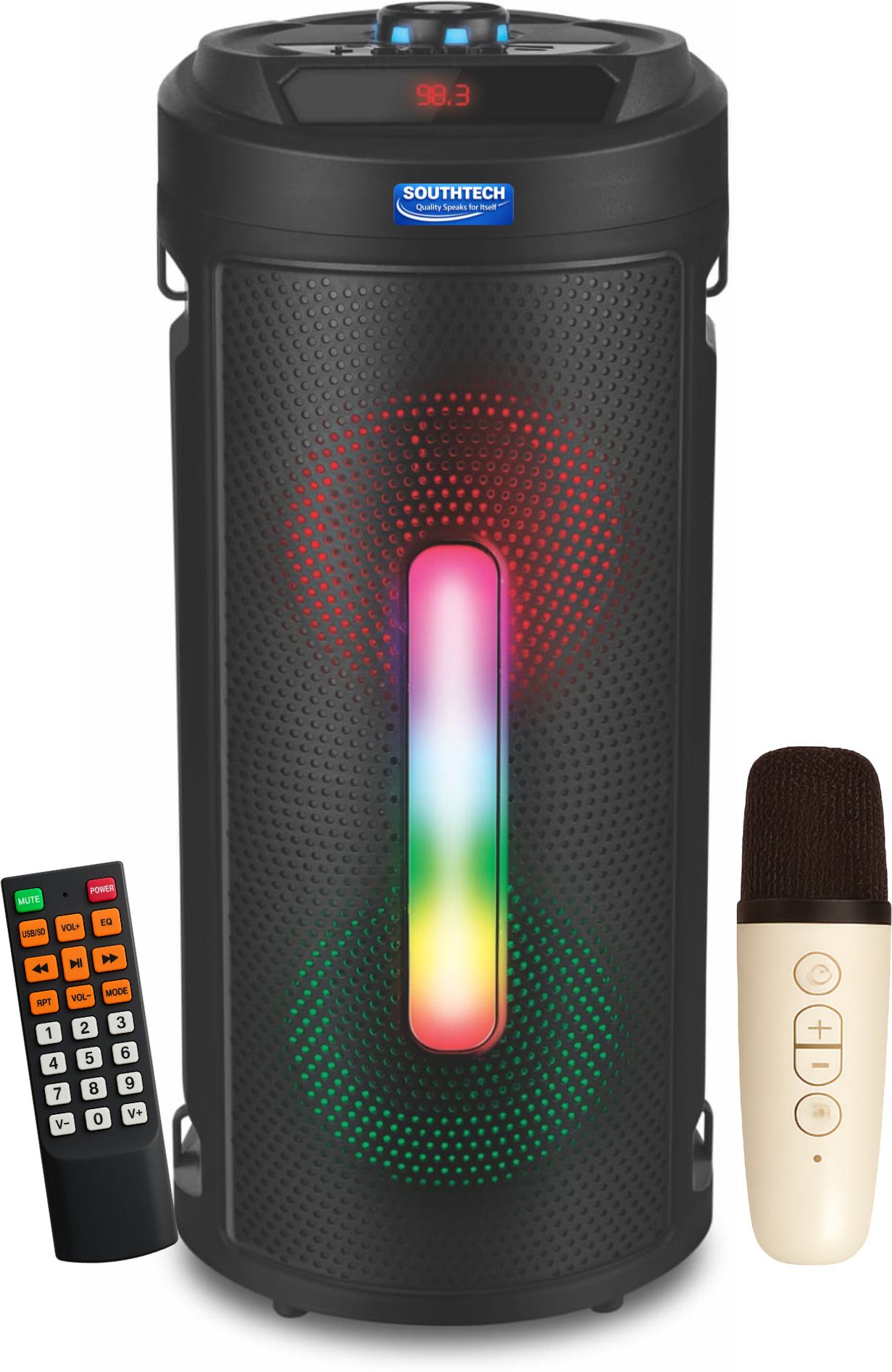 SOUTHTECH PARTY BOOM 40W Party Speaker | RGB Lights | Powerful Bass |Wireless Mic| 40 W Bluetooth Tower Speaker-image-8